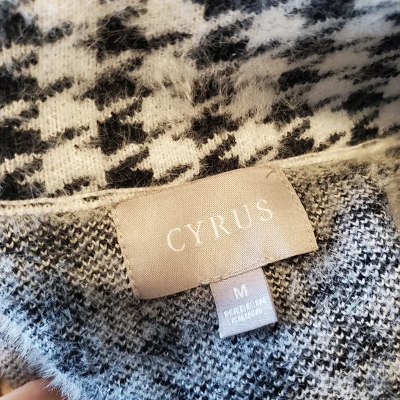 Houndstooth Long Open Front Coat  Black & White Chanel Style Cardigan Shacket - Picture 8 of 9